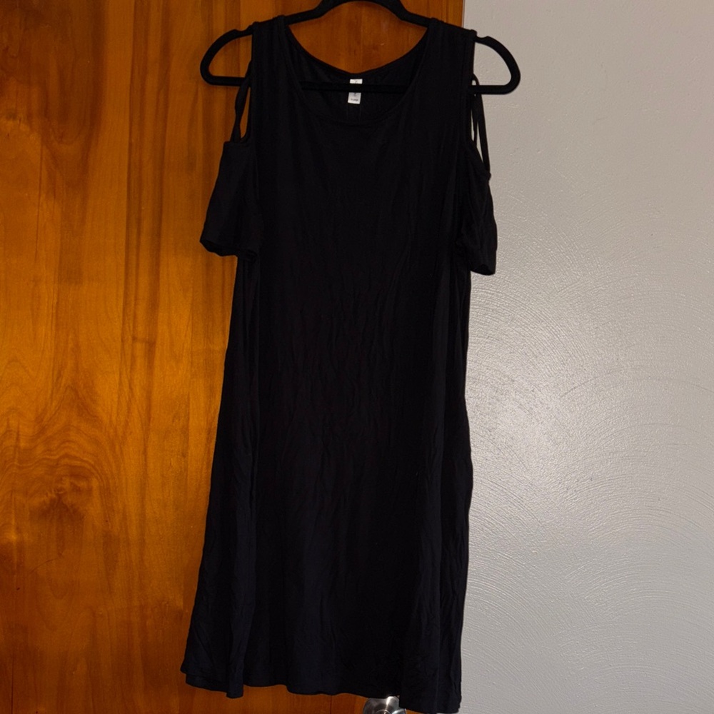Comfy Black Cold Shoulder Dress